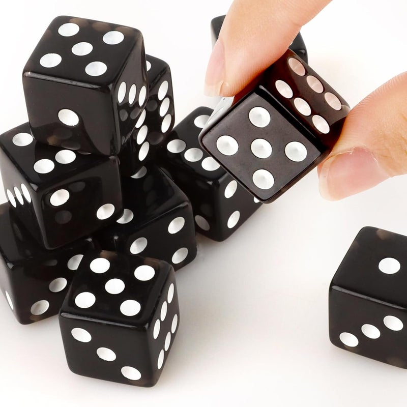 Abilat 12 Pieces 19mm Casino Dice Set Acrylic 6 Sided Game Dices Translucent Square Corner Dice for Casino Vegas Theme Birthday Party Supplies Table Games Board Games (Black) - Image 5